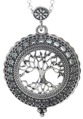 Artisan Owl Tree of Life 4x Magnifier Magnifying Glass Sliding Top Pendant Necklace, 30