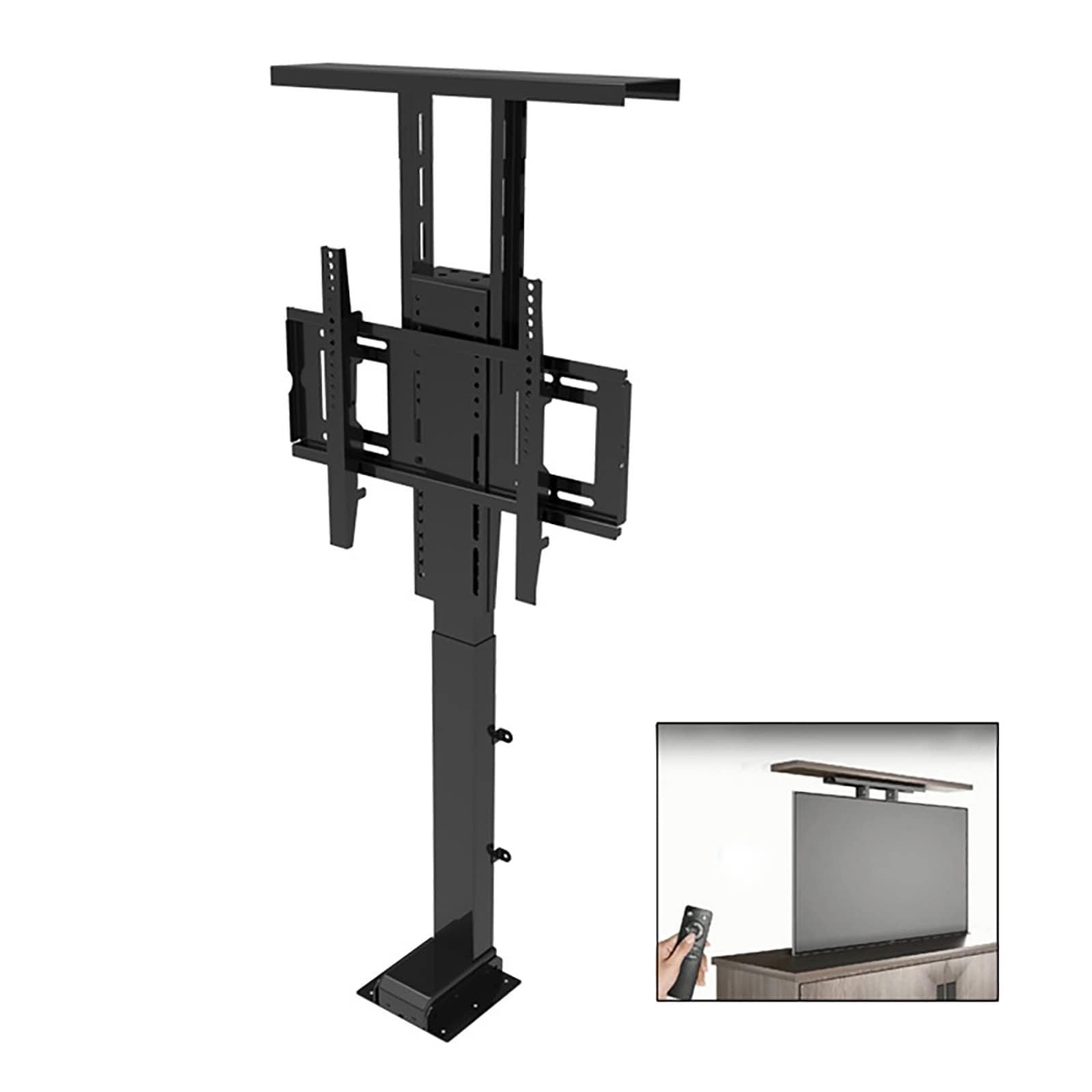 THEGA para Soporte Elevador TV Eléctrico 42 A 70 Pulgadas, Elevador TV Eléctrico Telescópico con Soporte TVs Elevación Automática, Ocultable En Armario, Soporte TVs Motorizado