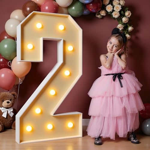 imprsv 4FT Marquee Numbers Light Up Numbers 2 for 21st Birthday Decorations Marquee Light up Letters Anniversary Party Decor Pre-Cut Foam Board Kit