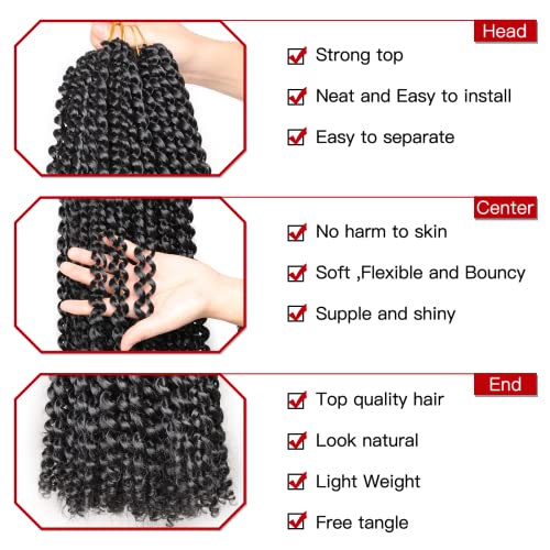 Xtrend 7 Packs 18 inch Black Passion twist crochet hair Water Wave Long Bohemian Crochet Braids Hair for Distressed Butterfly Locs Hair Synthetic Natural Hair Extensions 18strands/pack 1B# - Image 2