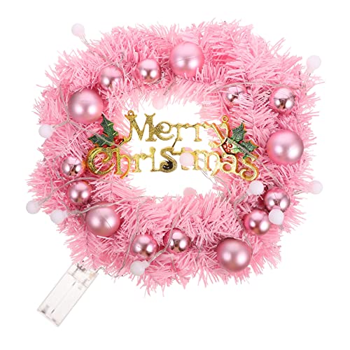 BEBEMOKO 1 Juego De Navidad Rosa Colgante Aire Guirnalda con Luces Guirnalda De La Puerta De Entrada Adorno De De Feliz Navidad Hierro Forjado