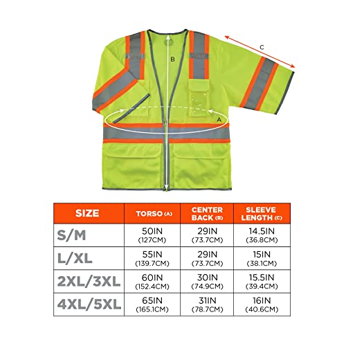 Ergodyne Unisex Adult Two-Tone Hi-Vis Class 3 Two Tone Hi Vis Surveyor Vest Zipper, Lime, Large-X-Large Us #TOP5