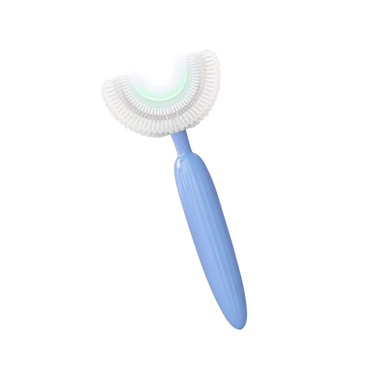 SHNOKER New Toothbrush with U-Shaped Food Grade Silicone Brush Head for Kids 2-8 Years Old (Blue, 1Pack)