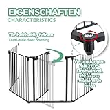 LCP Kids Baby Kaminschutzgitter Metall Laufgitter mit Sicherheitstür faltbar, 295 cm Länge, Grau - 5