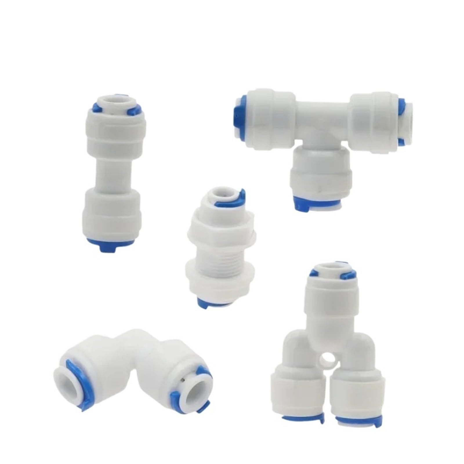 YAKUFAST 1pcs RO Water Hose Connection Straight Elbow Tee Cross 1/4" 3/8" Coupling Plastic Quick Pipe Fitting Reverse Osmosis Connector(PU 1I4-1I4)