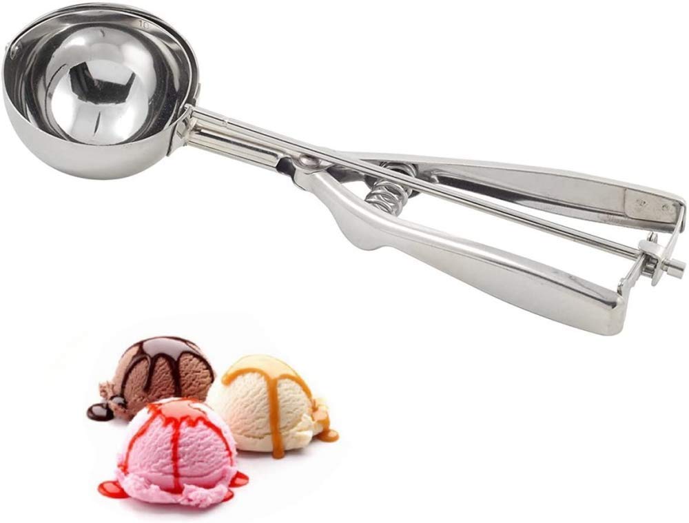 3x Set Paletta per Gelato Acciaio Inox Rotonde Cucchiaio