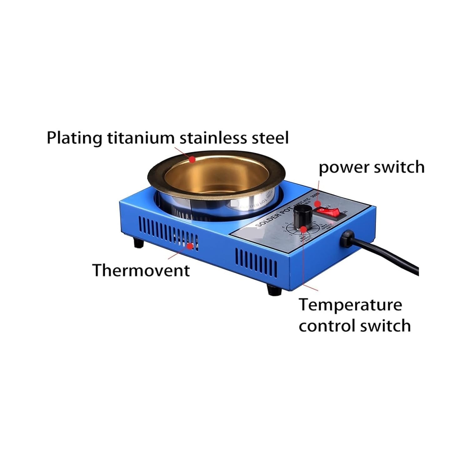 Pentola per Saldatura 41C, Bagno Stagno 300W Professionale in Acciaio Inossidabile, capacità 1500g per Stagnatura e Saldatura Elettronica di PCB, SMD, Fili e Progetti DIY,150w