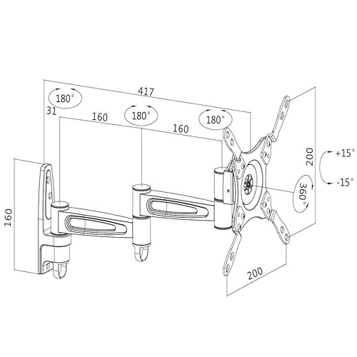 Intec brackets White Cantilever arm Swivel and tilt TV bracket, Fits 17”-40” Inch TV’s - LG Samsung Sony Toshiba and most other Major Brands – LED and LCD TV’s. Easy Fit TV Bracket incl. Fixings