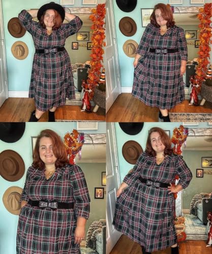Image of TIYOMI Womens Plus Size Dresses Fall Long Sleeve Maxi Dresses V Neck Floral Spring Party Dress with Pockets XL-5XL (14W-28W)