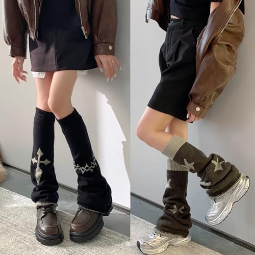 Image of XEPST 2 Pair of Lolita Leg Warmers - Harajuku Kawaii Leg Cover Socks - Gothic Winter Ankle Socks for Women Girls