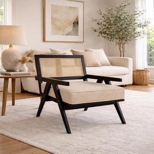 Image of WELL KNOWN Wooden Folding Chair | Portable Foldable Armchair for Balcony, Patio, Living & Drawing Room | Sheesham Wood, Honey Finish (Walnut - Rattan)
