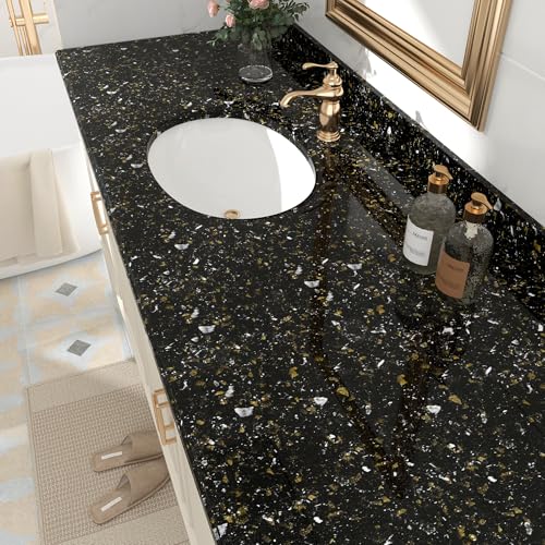 Papel pintado impermeable negro oro FunStick vinilo lavable para cocina 4