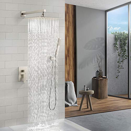 EMBATHER Shower System-Brushed Nickel Shower Faucet Set for Bathroom- State-of-the-art Air Injection Technology- Upgrade 12" Square Rain Shower Head with Anti-rust Coating - Thumbnail 7