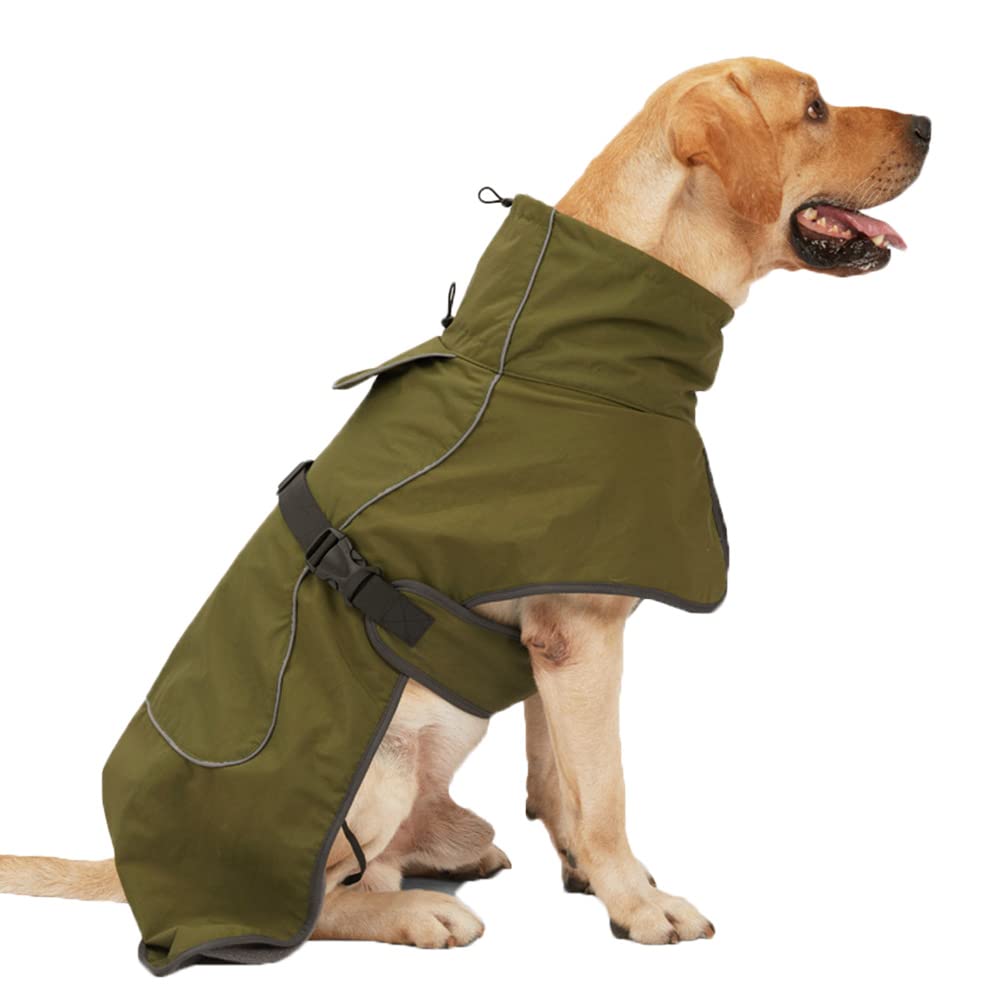 YOUCAI Dog Coat, Army Green, Medium/Large, Waterproof & Windproof, Reflective, Winter, Machine Wash, Pull On