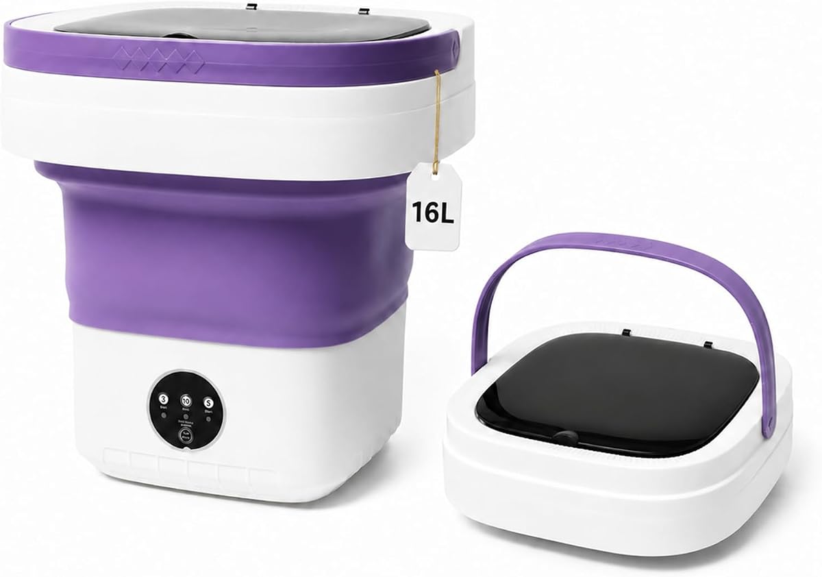 Mini Portable Foldable Washer - 16L Portable Washing Machine, Small Folding Washing Machine 3 Cleaning Modes for Baby Clothes/Intimate Apparel, for Travel, Home