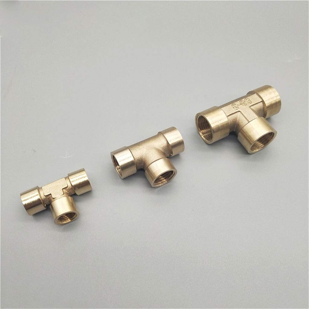 Accesorio de tubería, Conector de tubería en T de 3 vías con Rosca Hembra BSP de 1/8", 1/4", 3/8", 1/2", 3/4", 1", Adaptador de tubería de latón, Conectores de Acoplamiento(0.75 Inch)