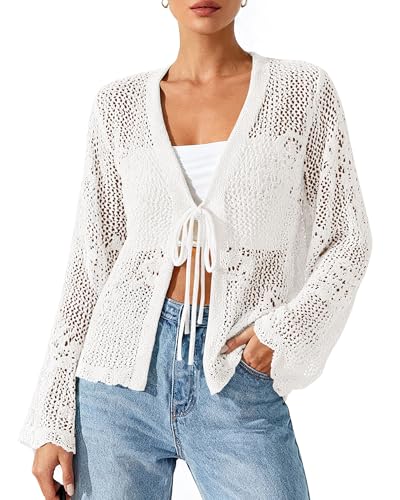 BTFBM Summer Cardigans for Women Lightweight 2026 Spring Crochet Mesh