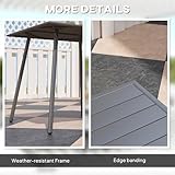 Outsunny Garden Dining Table for 4 Person, Square Outdoor Table with Easy Clean Slat Top, Rust Resistant Steel Frame, for Terrace, Balcony, 80 x 80 x 74 cm, Grey - Image 6