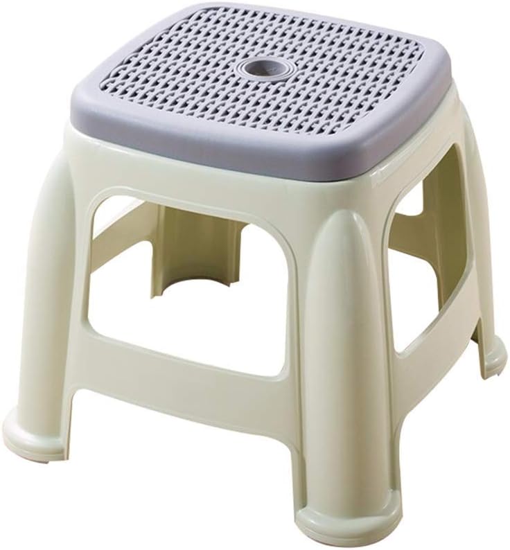 Stool Multipurpose Plastic Thicken Non-Slip Portable Square Living Room Bathroom Small Stool Change Shoe Bench Multiple Colour (Color : Green Size : 23X23X27CM)