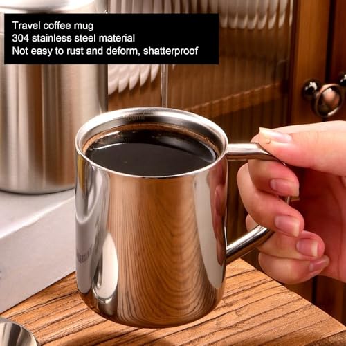 Taza de café aislada de acero inoxidable 304 plateada miniatura 5