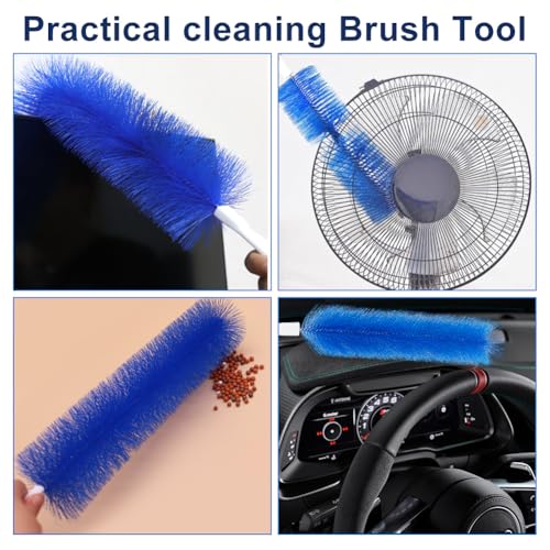 Image of 3Pcs Dust Duster 42.5cm Long Cobweb Duster Bendable Fan Duster Plastic Dust Cleaner Microfiber Head Ceiling Brush for Room Dust Clean