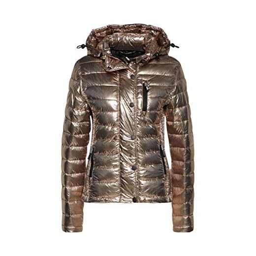 Superdry Fuji Slim Double Ziphood Chaqueta, Dorado (Rose Gold Spot Metallic Yk7), X-Small (Talla del Fabricante: 8) para Mujer