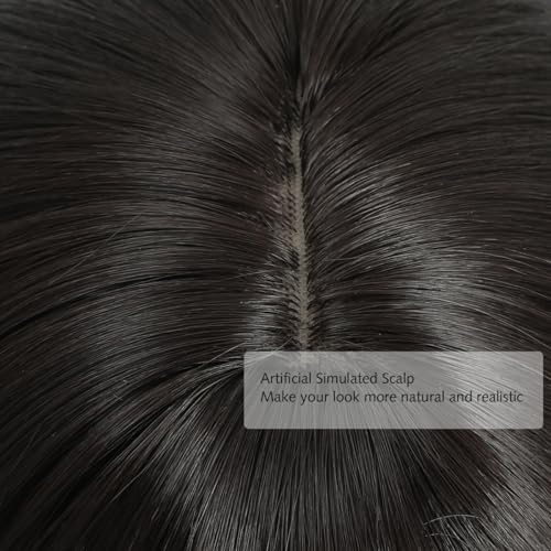 Yamel Hair Topper with Bangs 3 Clips Dark Brown 12 Inch Synthetic Wiglets Natural Hairpieces for Thinning Hair - Image 4