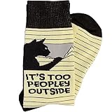 Funny, Silly, Adult Humor Novelty Crew Socks For Men & Women Unisex - Great For Gifts One Size Fits Most Men 7-12 and Women 9-13 (Too Peopley Outside)