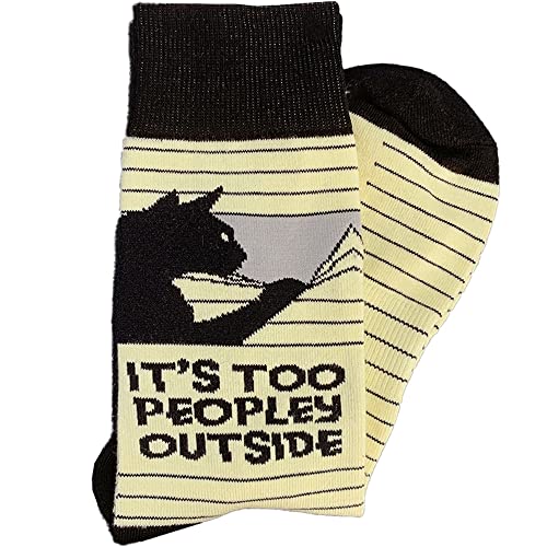Funny, Silly, Adult Humor Novelty Crew Socks For Men & Women Unisex - Great For Gifts One Size Fits Most Men 7-12 and Women 9-13 (Too Peopley Outside)