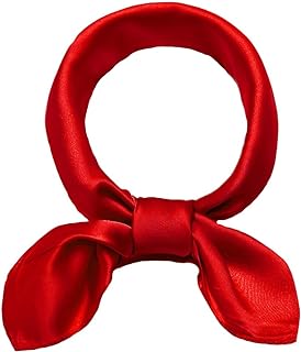 100% Real Mulberry Silk Scarf -21' x 21'- Lightweight Neckerchief â€“Women Men Small Square Digital Printed Scarves (Solid Color-Red)