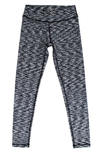 90 Degree By Reflex - Kids Space Dye Yoga Pants - Junior Leggings - Black Space Dye Large (12)