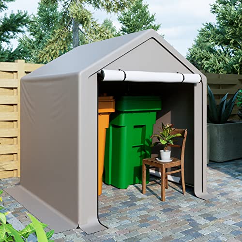 Thanaddo Garagenzelt, Carport wasserdicht mit aufrollbarer Reißverschlusstür, Metallrahmen, Lagerzelt Zeltgarage für Fahrräder, Gartengeräte, Motorräder (6 x 6)