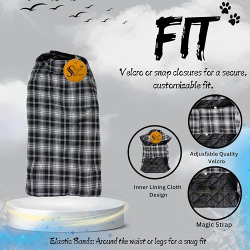 Image of Sage Square Winter Coloured Dog Coat - All-Weather Protection, Windproof, Waterproof Cozy Fleece Lining, Adjustable Straps, Durable, Stylish, Comfortable, Jacket (Black & White, Extra Small)