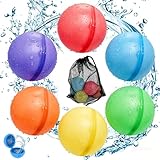 6 Stück Wasserbomben Wiederverwendbar Silikon, wiederverwendbare Wasserbomben Selbstschließend, Silicone Water Balloons, Reusable Water Balls für Wasserschlachten Strand, Pool, Gartenpartys(6,5 cm)