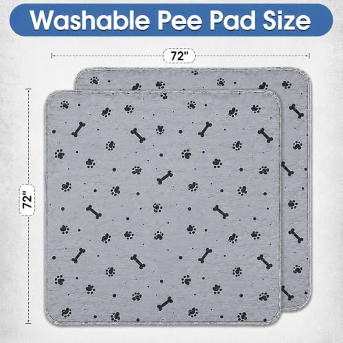 Image of Reusable Dog Training Pads 2 Packs 72'' x 72'' Washable Puppy Pads Extra Large Pet Mats for Floor Waterproof Heavy Absorbent Dog Crate Liner for Indoor Use and Large Breed Protection