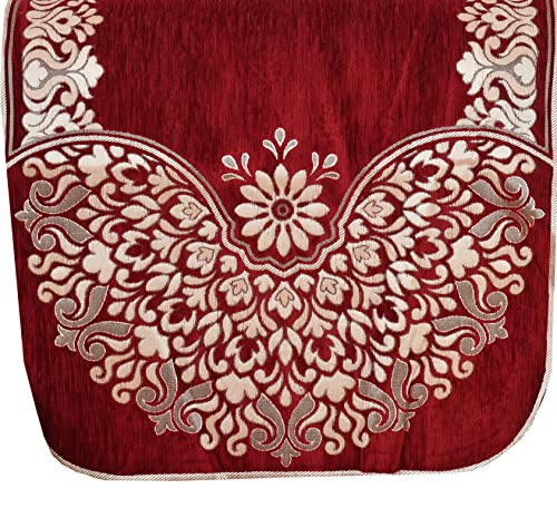 Image of 5 Seater Sofa Cover (3+1+1) with Arm Covers - Premium Stretch Fit, Soft & Durable Couch Protector Soft Fabric Sofa Slipcover (Maroon)