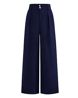 BTFBM Women Wide Leg Dress Pants 2026 High Waisted Button Pleated Business Casual Trousers Office Work Palazzo Pants