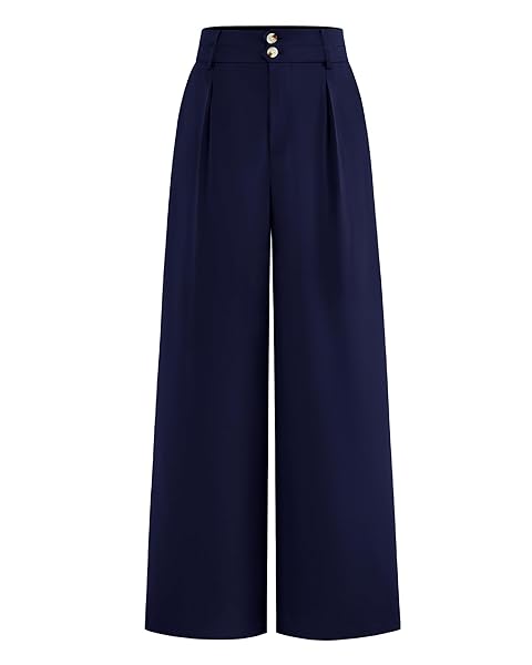 BTFBM Women Wide Leg Dress Pants 2026 High Waisted Button Pleated Business Casual Trousers Office Work Palazzo Pants