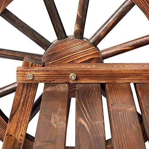 Kintness Patio Garden Wooden Wagon Wheel Bench 2-Person Outdoor Wagon Wheel Bench Outdoor Furniture Decor #TOP7
