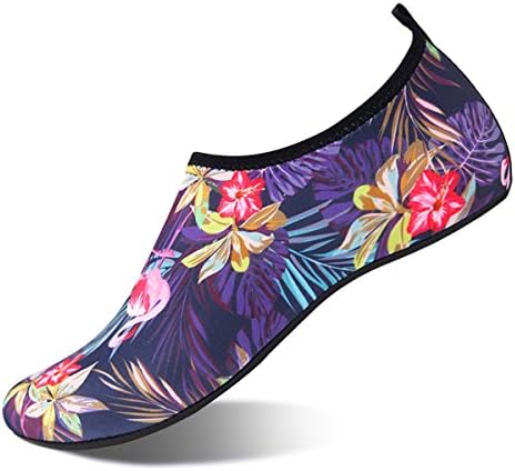 Water Shoes for Womens and Mens Summer Barefoot Shoes Quick Dry Aqua Socks for Beach Swim Yoga Exercise (Flamingo/Purple, 40/41)