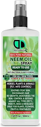 DD Organic Neem Oil A Natural Garden Bug Spray for Plants & Horses.- Insect Repellent & Bug Repellent for House, Skin Care, Hair Growht (50ML Spray)
