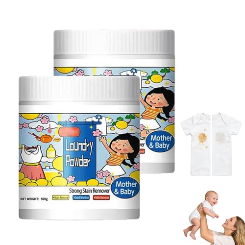 Quitamanchas en Polvo con Oxígeno Activo Concentrado, Potente Eliminador de Manchas para Ropa, Detergente Hiperconcentrado, Fija Colores y Elimina Ácaros, Sin Cloro (2)