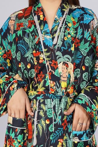 Image of Cotton Women Stylish Printed Kimono, Bath Robe,Night Wear Suit,Swim Wear, Night Dress, Beach Wear