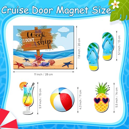 Image of Kanayu 6 Pcs Beach Cruise Door Decorations Magnetic Large Ship Decorations Magnets Anchor Cruise Decor Car Fridge Magnet Decal for Carnival Stateroom Door