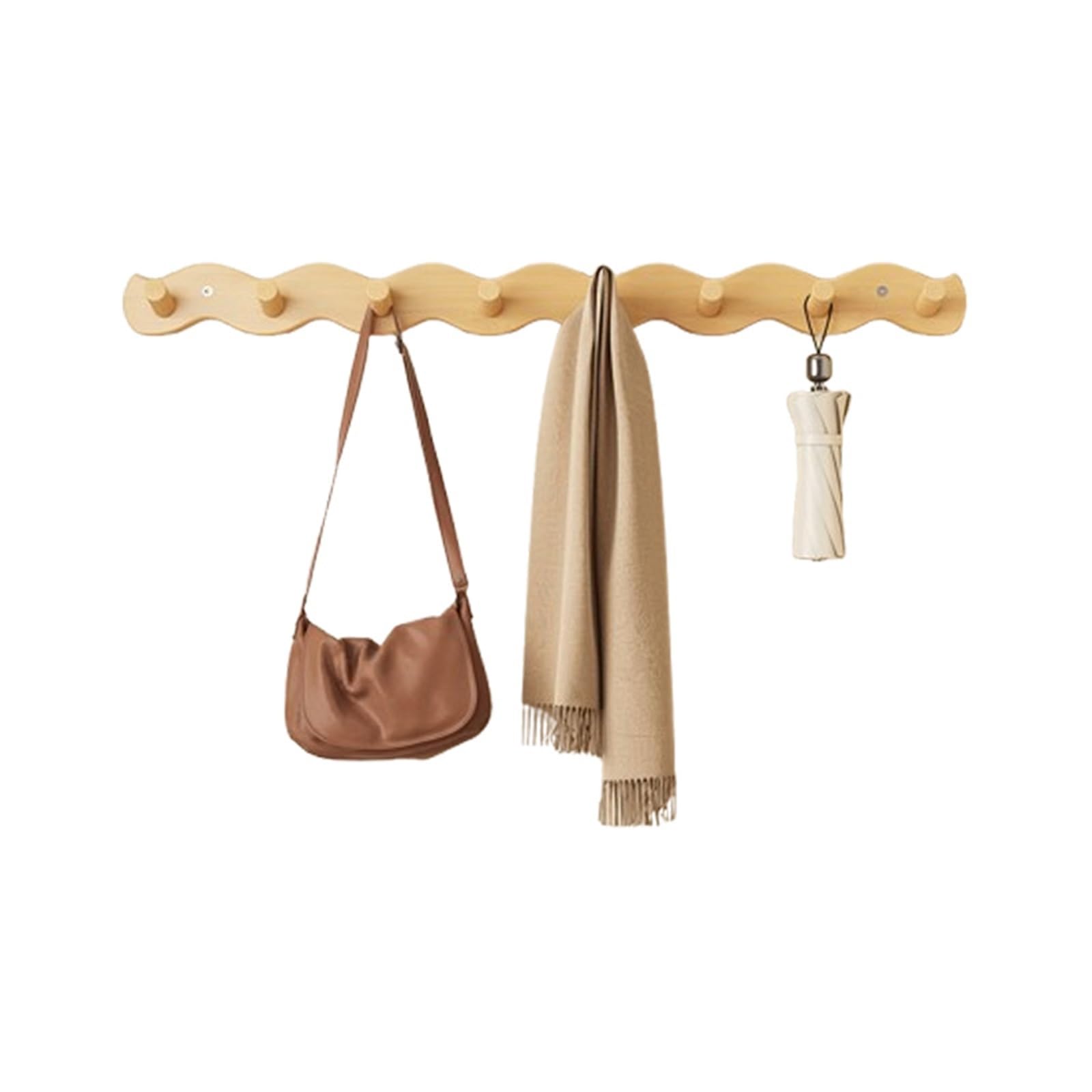 FGXHHS Wall Coat Rack, Wooden Hooks with Shelf, Multi Hook Racks, Hanging Shelving Dual and Key Hooks, for Bathroom, Bedroom, Kitchen, Living Room, Mudroom(Wooden,NO8)