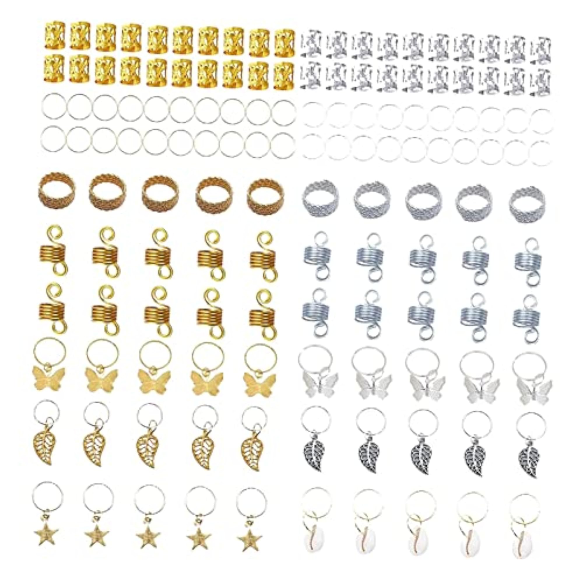 140 Pieces Metal Hair Braiding Beads for DIY Decorations