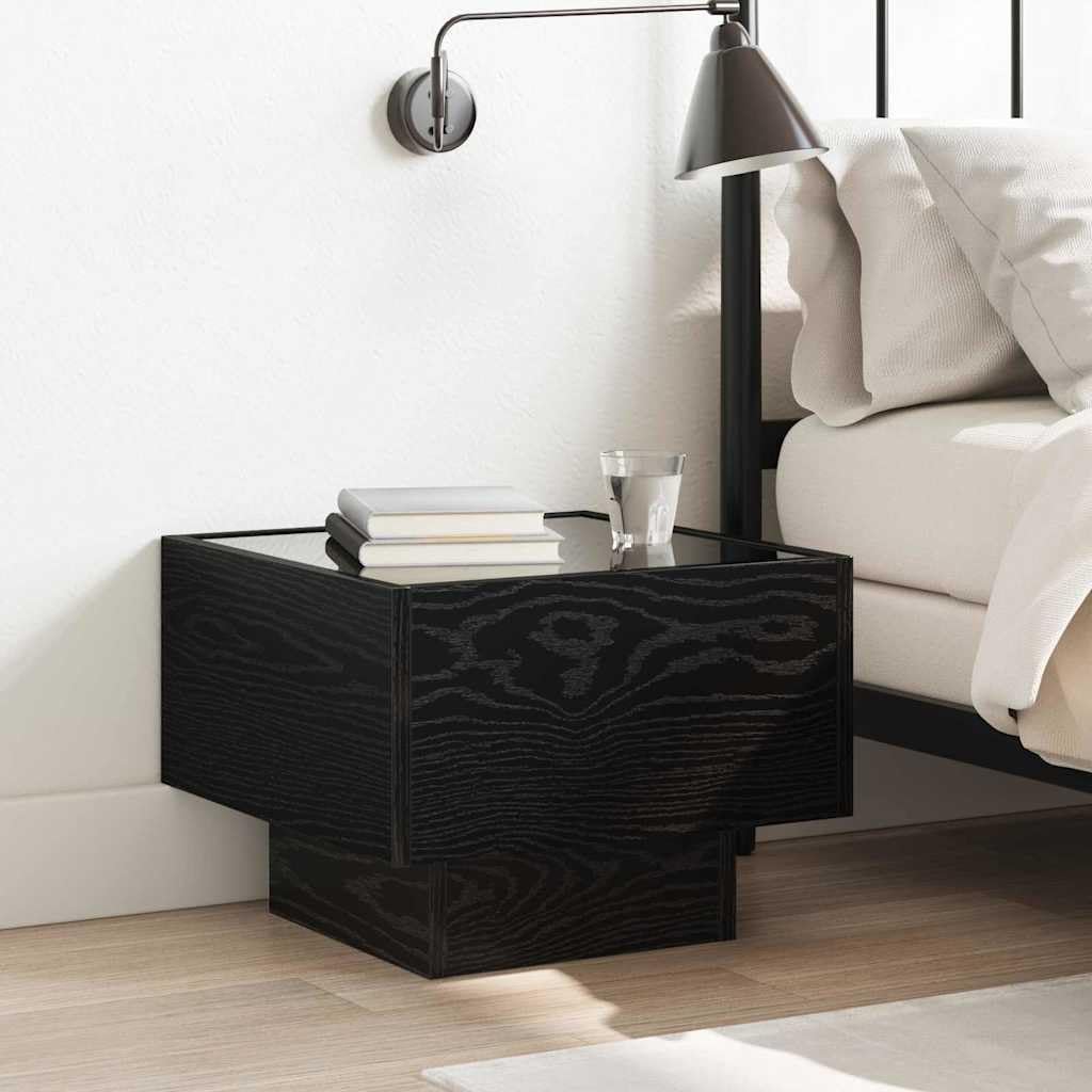 Table basse chêne noir meuble salon rustique bois rangement pratique 40x40cm