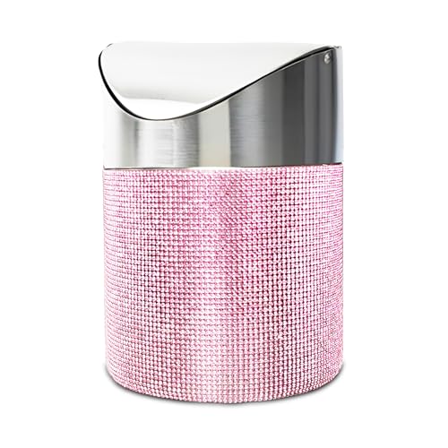 Image of Mini Countertop Trash Can with 10 Rolls of Trash Bags, Tiny Desk Trash Cans | with Press Type Lid, Desktop Trash Can Applicable for Bathroom Vanity Home Office