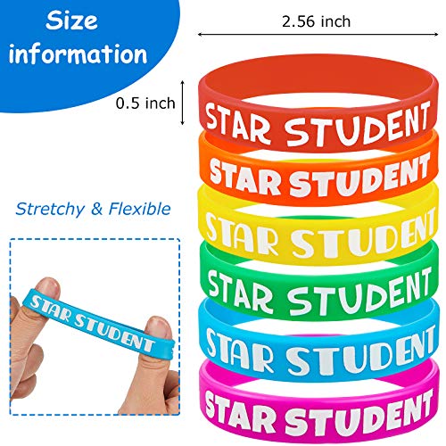 Yaomiao Star Student Wristbands Rubber Bracelets Star Wristbands Motivational Silicone Bracelets Classroom Teacher Supplies Recognition Award In School Education Awards For Kids (36 Pieces) #TOP2