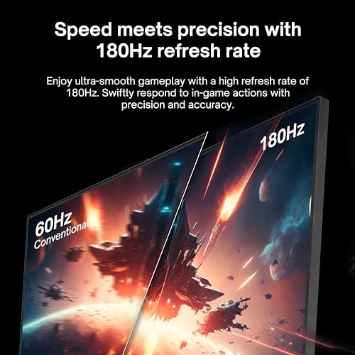 Image of Pixio PX278 Wave 27 inch 180Hz Refresh Rate FHD 1440p Resolution Fast IPS Panel 1ms GTG Response Time Gaming Monitor and PS1S Wave Black Single Monitor Arm - Fits up to 32 inches and 19.8lbs
